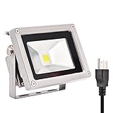 10W Waterproof 6000-6500k Remote LED Flood Light with 3-Plug,AC85-265V,Sliver (white)