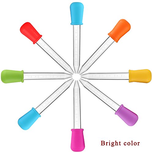 FJSM 8 pcs Liquid Droppers Silicone Plastic Clear Liquid Medicine Dropper Pipette for Kids Liquid Candy Droppers 5ml Pipette Plastic for Baby Toddler Kids Candy Medicine Water
