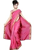 Indian Women's Traditional Art Silk Saree Sari Drape Top Veil fabric Pink
