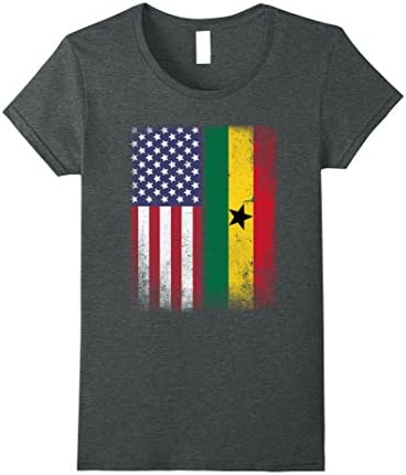 Womens American Ghanaian Flag T-shirt Ghana African Heritage Tee Small Dark Heather
