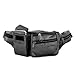 Roma Leathers New Large 8 Pocket Genuine Leather Waist Hip Lumbar Fanny Fannie Pack Bag Black with Dual Cell Phone Pockets and Dual Organizer (7089-BLK)