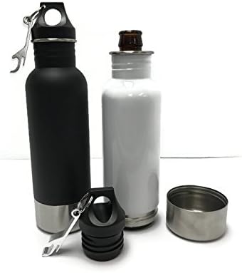 Craft Connections Stainless Steel Bottle Insulator with Opener - Pack of 2 (Matte Black-White)