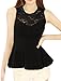 Allegra K Ladies Slipover Round Neck Hollow Out Sleeveless Peplum Tops S Black