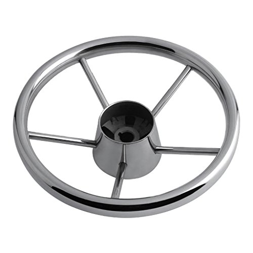 image for D DOLITY 5-Spoke 13-1/2 Inch Stainless Boat Steering Wheel 3/4 Inch Sh