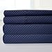 1500 Supreme Collection Dobby Striped Sateen 4 Piece Bed Sheet Set Deep Pocket - Premium Hotel Style Bed Sheets & Pillowcase Set - Wrinkle Free Hypoallergenic Bedding -CHECKERED DOBBY - Queen, Navy