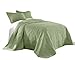 Chezmoi Collection Kingston Queen Size Bedspread Set, 3-Piece Sage Green Oversized Quilted Microfiber Lightweight Bedspread Coverlet (100