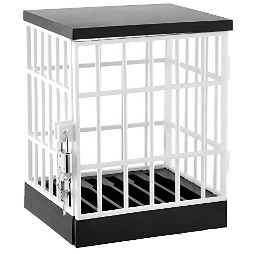 Easy Assemble Mobile Phone Jail Cell Phones Prison Lock Up Safe Smartphone Stand Holders Classroom Home Table Office Storage Gadget -Family Time, Party Fun Novelty Gift Idea (White)