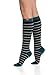 VIM & VIGR Women's 15-20 mmHg Compression Socks: Nautical Stripes - Mint, Black, Turquoise (Nylon) (Large)