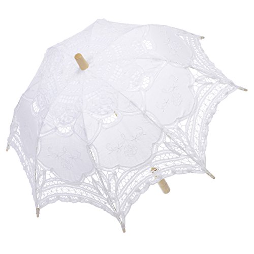 Remedios Lace Parasol Umbrella for Flower Girls Kids Photo Decoration White
