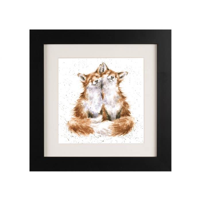 Wrendale Designs Contentment Foxes Framed Picture Various Frame Colours (Blacck)