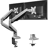 HUANUO Dual Monitor Mount Stand - Aluminum Gas Spring Monitor Arm Desk Mount Full Motion Adjustable VESA Bracket for 2 13 to 32 Inch Computer Screen with Clamp, Grommet Base
