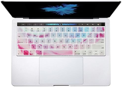 LZL Life Keyboard Cover for Touch Bar Models NEWEST Release 2017 and 2016 MacBook Pro 13 inch (A1706) and MacBook Pro 15 inch (A1707) with Touch ID Silicone Skin (Pink Marble)