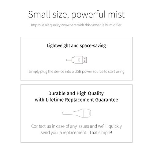 Portable Cool Mist Personal Humidifiers USB Powered Whisper Quiet Ultrasonic Water Bottle Humidifier Travel Air Humidifier Mini Vaporizer for Sinus Allergy Relief in your Office Home Hotel Car