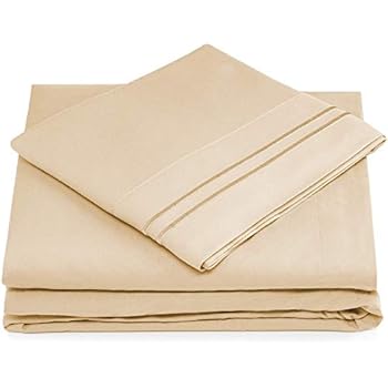 Cosy House Collection Queen Size Bed Sheets - Cream Luxury Sheet Set - Deep Pocket - Super Soft Hotel Bedding - Cool & Wrinkle Free - 1 Fitted, 1 Flat, 2 Pillow Cases - Beige Queen Sheets - 4 Piece