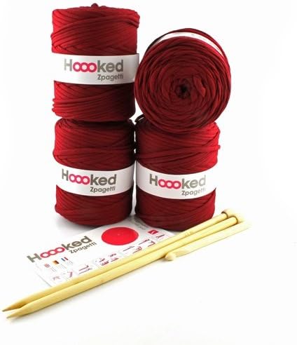 Hoooked Zpagetti Diy Hakel Strick Set Sitzkissen Pouf Marsala