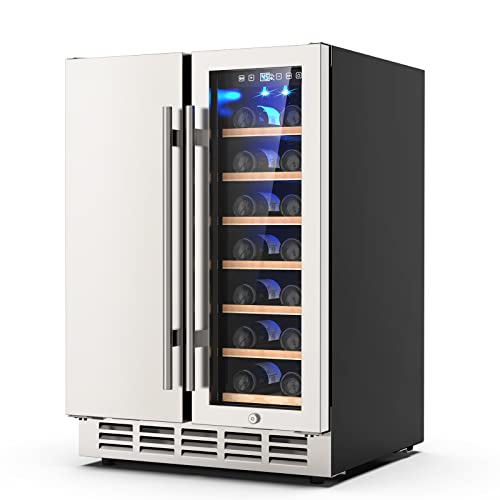 Wine and Beverage Refrigerator, 24 Inch Dual Zone Wine Fridge with