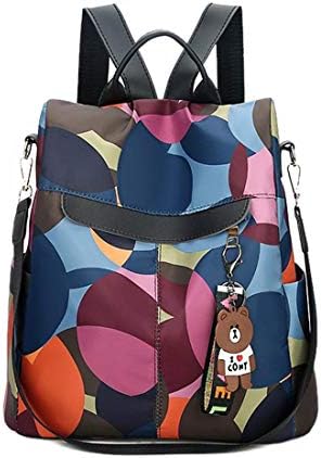 Mynos Woman Nylon Backpack,Waterproof Oxford Travel Daypack Casual Ladies Rucksack Anti-theft Covertible Shoulder Bag