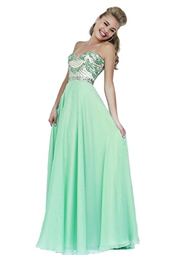 mint green sheer dress Mint Green Sheer Sleeve Gown with Silver Embellishments and Tulle Trail M main image 0