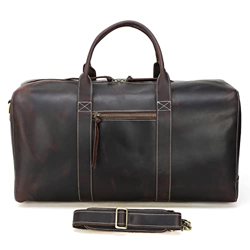 Polare Leather Duffle Weekender Travel Bag For Men With Full Grain
