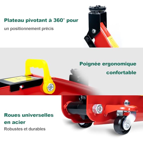 HYCHIKA 1.5 Ton Hydraulic Car Jack, Hydraulic Car Jack, Lifting Jack, with Quick Lift Pump with Hydraulic Piston, Lifting Range: 135-320 mm, for Cars, Tire Change
