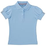 French Toast Little Girls Puff Sleeve Polo Shirt, Light Blue,  Small/6/6x