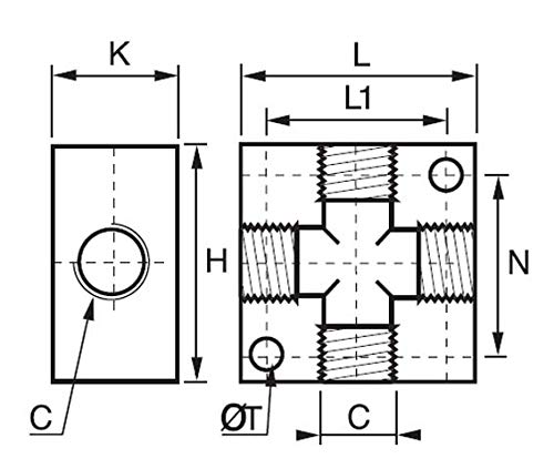 Treated Aluminum Bspp Aluminum Cross Manifold Female G3 8 Mm Parker 3312 00 17 Anodized Manifold