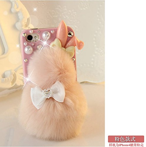 Iphone 6plus Case, iphone 6splus Case, LU2000 3D Rabbit Shape Fluffy Phone Fur Phone Case Bling Pearl Crystals Sparkle Jeweled for Apple Iphone 6+ /6s+ Plus(5.5") Inch All Carriers - Pink