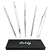 Bokdy 5-in-1 Blackhead Remover Tools, Pimple/Acne/Comedone/Zit Extractor Removal Kit, Face Cleaning Kit, Treatment for Blemish, Whitehead, Zit Removing, Stainless Steel, with Mirror Case