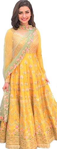 Girls Prachi Desai Style Anarkali Suit (Yellow )