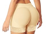 HelloTem Women Lace Seamless Butt Hip Enhancer Shaper Panties Underwear , Beige , (US Size 10-12) 2XL