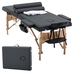 Massage Table Massage Bed Spa Bed 73″ Heigh Adjustable 2 Folding Portable Massage Table W/Sheet Cradle Bolsters Hanger Facial Salon Bed