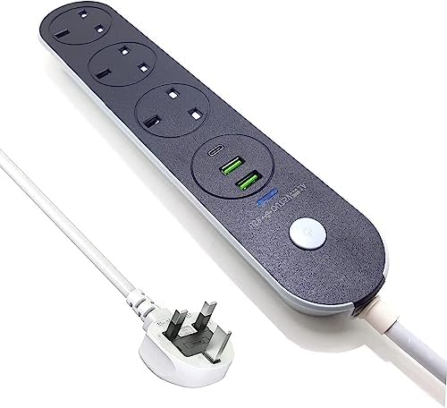 2-Pack Power Strip 3 Prong Outlet - Slim White 3 Grounded Outlets 1ft Heavy Duty Extension Power Cord Power Strip Ideal Computer Phone Home Office 13a