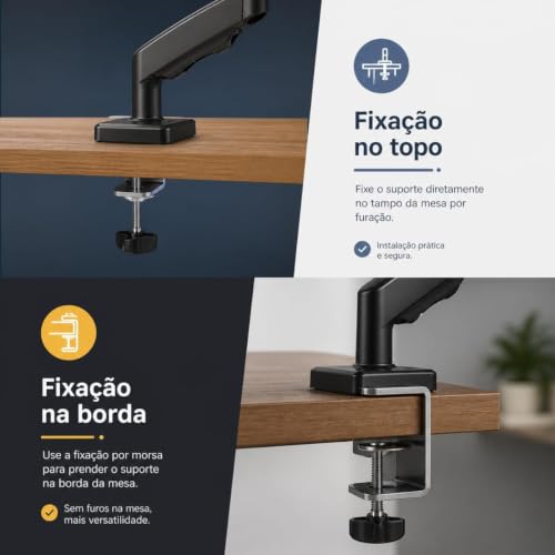 Suporte Duplo para Monitor com Pistão a Gás JadeVic – Braço Articulado para 2 Monitores de 10 até 29 Polegadas com Rotação 360° - JadeVic
