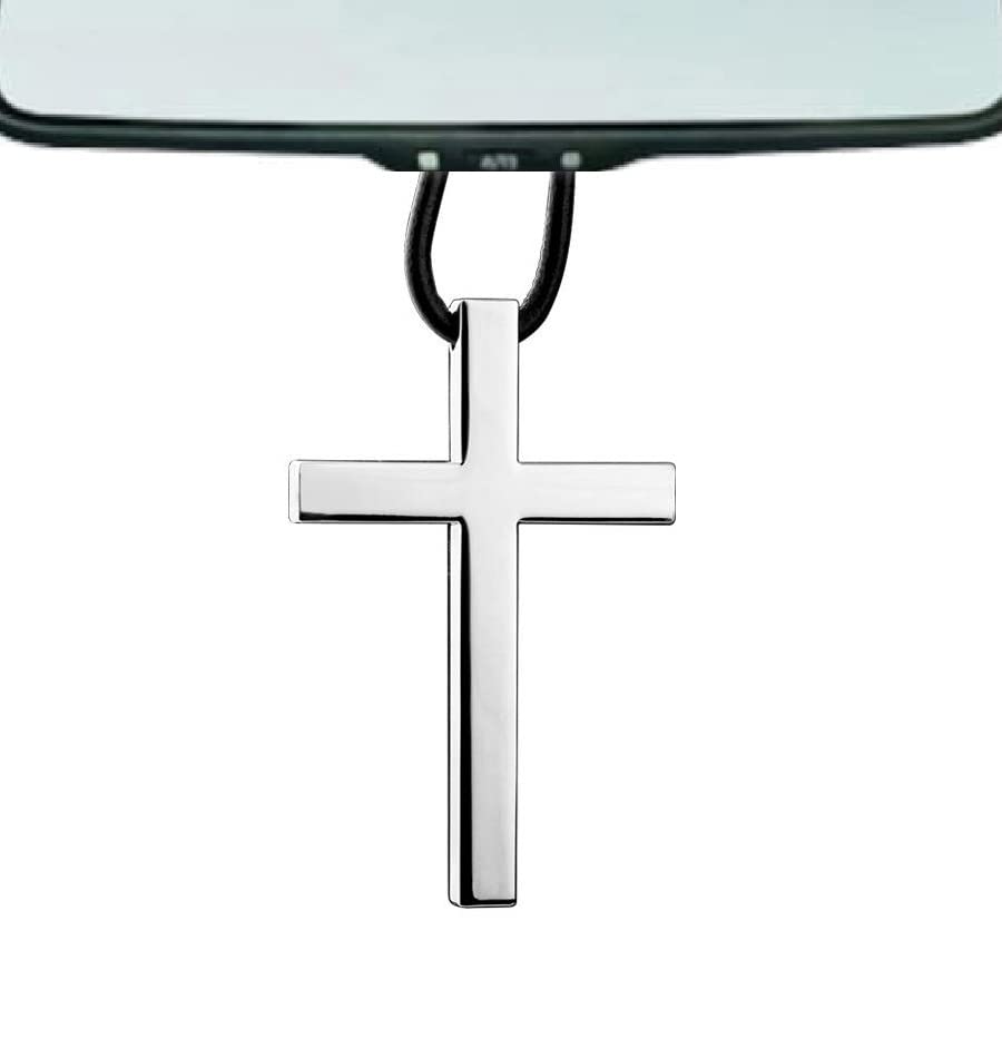Photo 1 of Metal Cross Car Hanging Ornament, Cute Car Rearview Mirror Hanging Accessories, Pendant Car Interior Rear View Mirrior Decoration, Necklace Cross Car Decor Fun Gifts for Women Men (Silver, 1PCS)