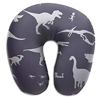 KIENGG Dinosaurs and Children Memory Foam U-Shaped Pillow,Fashion Travel Rest Pillow for Neck Pain,Breathable Soft Comfortable Adjustable