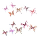 Roser Life Craft Butterflies⎮Decorative Artificial Butterfly Clips⎮Silk Fabric Butterfly Decorations⎮Floral Butterflies⎮Handmade Vintage Ornament⎮Home Party Garden Outdoor Decor Pink (Pack of 12)