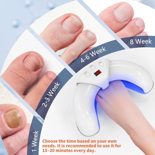 Fungal Nail Treatment Device for Toenails & Fingernails, LED Light Therapy for Discolored & Thick Nails, Adjustable Timer, Multi-Nail Design, Easy Home Use-Pure White