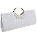 FASHIONROAD Fashion Road Womens Luxury Evening Wedding Party Purse Clutch Rhinestone Satin Pleated Handbag Wallet Silver