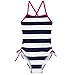 Arshiner Girls' One Piece Swimsuit Bathing Suits,Navy Blue,Size 130