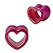 BodyJ4You 4PC Ear Plugs Heart Tunnels Glossy Black Pink Acrylic 0G Double Flare Expanders
