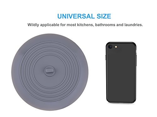 (2 Pack) Silicone Tub Stopper, Premium Bathtub Drain Stopper, One of the Best Sealing Sink Stopper, Upgraded Drain Plug for Kitchens, Bathrooms and Laundries (6 inches) (White&Grey)
