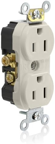 Leviton TCR15-T Side Wired Commercial Spec Grade Tamper Resistant Duplex Receptacle, 15-Amp, 125-volt, Light Almond