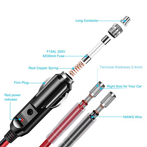LUITON 12V Fused Replacement Cigarette Lighter Power Plug/Cord with