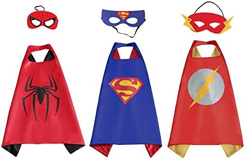 Superhero Cape and Mask Set for Boys Girls Kids Comic Halloween Christmas Costume Xmas Birthday Gift