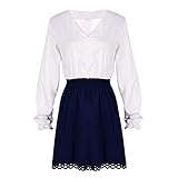 ROPALIA Womens V-neck Long Sleeve Stitching Slim Evening Party Skirts Mini Dress
