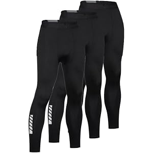 1/2/3 Pack Men's Compression Pants Quick Dry Athletic Leggings, Reflective Stretch Running Tights for Gym Workout Training