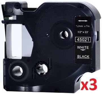 CARTRIDGES KINGDOM3 Compatible D1 45021 12mm x 7m White on Black Label Tapes for DYMO Label Printers