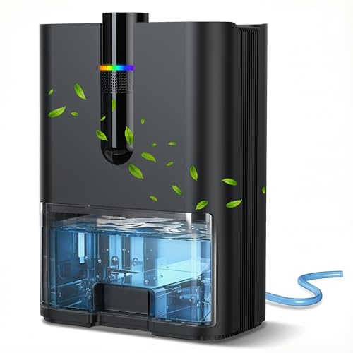 Home Dehumidifier, 2500 ml Dehumidifier for Home Mould, Silent Electric Dehumidifier with Drain Pipe, Auto Shutdown, Sleep Mode, Dehumidifiers for Bathroom, Bedroom, Wardrobe
