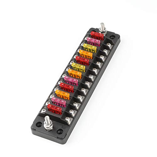 12 Circuit Fuse Block W/Negative Bus HORSMILE ATC/ATO 12Way Fuse Box with Ground, With