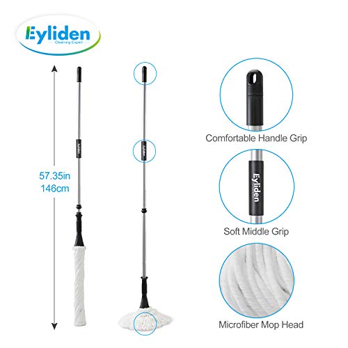 Eyliden Mop with 2 Reusable Heads, Easy Wringing Twist Mop, with 57.5